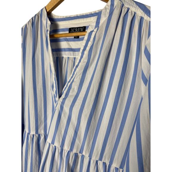 J. Crew Tiered Popover Poplin Mini Dress Blue Striped Size Medium - Picture 10 of 14